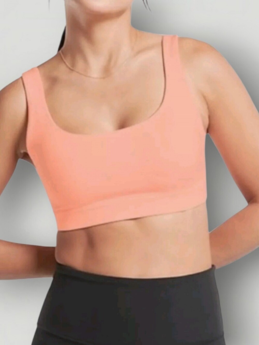 Athleta Exhale Bra Womens 1X Coral Peach D-DD Strappy Back Sports Bra Performanc